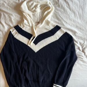 Faherty Black and Cream Chevron Sweater